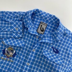 Mojo Fishing Shirt Mens Large Blue Performance Quest For Crest Coastal Nautical